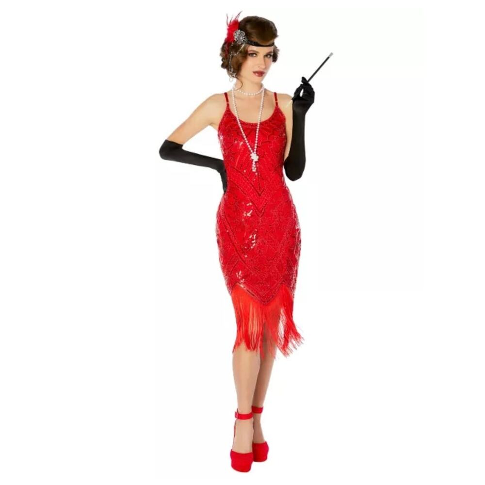 Spirit Red Speakeasy Sweetie Fringe Costume Medium 1920’s great gatsby Halloween